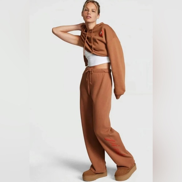 ❥𝒱𝒮 𝐏𝐈𝐍𝐊: Everyday Fleece Cropped Hoodie - Brown/Red - Picture 2 of 8